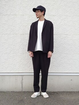 「セットアップコーデ」｜「アイテム（スリッポン）」を使った、YASUIさん（メンズ・184cm）の春コーディネート