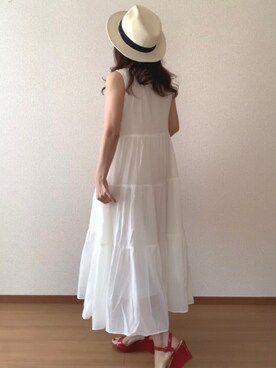 「UNIQLO（ユニクロ）のアイテム（ワンピース、ホワイト系）」を使った、❁izumi❁さん（レディース・149cm）の春コーディネート