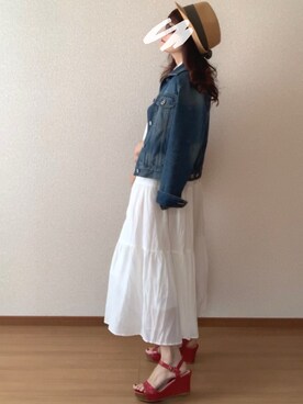 「UNIQLO（ユニクロ）のアイテム（ワンピース、ホワイト系）」を使った、❁izumi❁さん（レディース・149cm）の春コーディネート