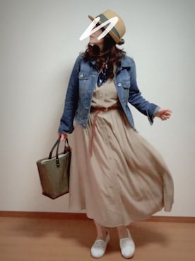 「GLOBAL WORK（グローバルワーク）のアイテム（シャツワンピース、ベージュ系）」を使った、❁izumi❁さん（レディース・149cm）の春コーディネート