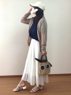 「UNIQLO（ユニクロ）のアイテム（スカート、ホワイト系）」を使った、❁izumi❁さん（レディース・149cm）の春コーディネート