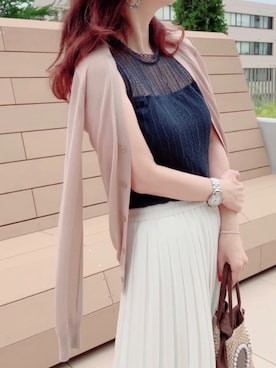 「UNIQLO（ユニクロ）のアイテム（カーディガン/ボレロ、ベージュ系）」を使った、❁izumi❁さん（レディース・149cm）の夏コーディネート