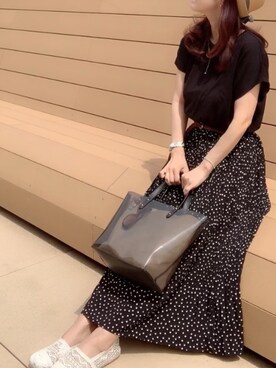 「GU（ジーユー）のアイテム（バッグ、ブラック系）」を使った、❁izumi❁さん（レディース・149cm）の夏コーディネート