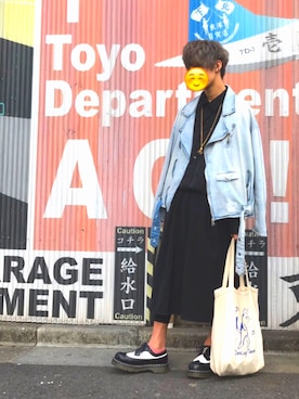 「EFFECTEN（エフェクテン）のアイテム（ライダースジャケット）」を使った、けーとさん（メンズ・165cm）の春コーディネート
