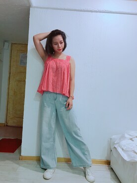「旅遊」｜周欣儀さん（レディース・163cm）の夏コーディネート