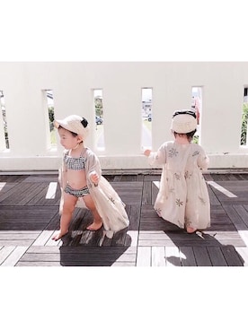 「Import & Select（インポートアンドセレクト）のアイテム」を使った、suzu&cotoさん（キッズ・70cm）の夏コーディネート