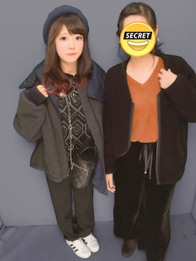 「Y's（ワイズ）のアイテム（ポンチョ）」を使った、榊原 瑞希さん（レディース・158cm）の冬コーディネート