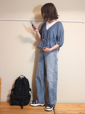 「アプレジュール」｜「アイテム（タンクトップ）」を使った、ゆたんぽさん（レディース・169cm）の春コーディネート