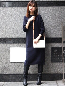 「WHITE（ホワイト）のアイテム」を使った、granさん（レディース・155cm）の秋コーディネート