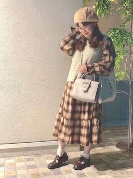 「Caffe（カフェ）のアイテム」を使った、ニシザワ◎さん（レディース・156cm）の秋コーディネート