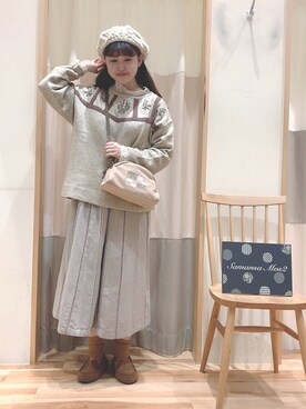 「刺繍」｜「アイテム（モカシン/デッキシューズ）」を使った、ニシザワ◎さん（レディース・156cm）の秋コーディネート