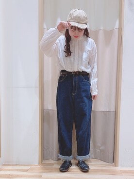 「Samansa Mos2 blue（サマンサモスモスブルー）のアイテム（キャップ）」を使った、ニシザワ◎さん（レディース・156cm）の冬コーディネート