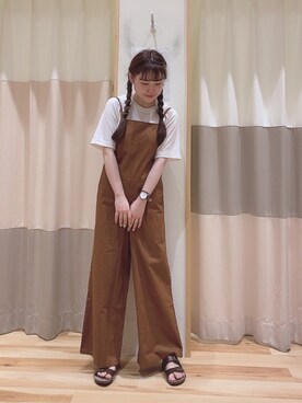 「Samansa Mos2 blue（サマンサモスモスブルー）のアイテム（サロペット/オーバーオール）」を使った、ニシザワ◎さん（レディース・156cm）の夏コーディネート