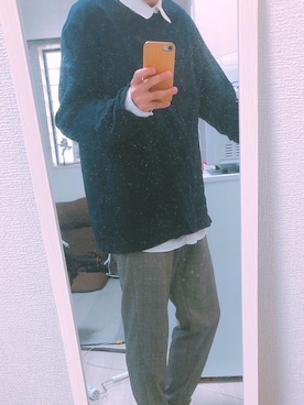 「シャツ×スウェット」｜ろやさんさん（メンズ・170cm）の秋コーディネート