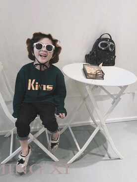 「mingxiのアイテム（パーカー、その他）」を使った、YiLangさん（キッズ・130cm）の秋コーディネート