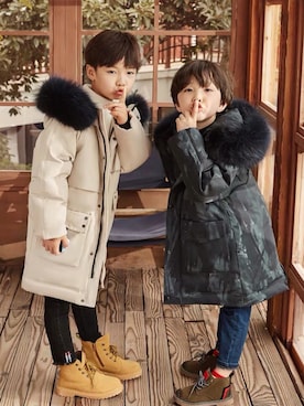 「ZARA（ザラ）のアイテム（ダウンジャケット/コート、その他）」を使った、YiLangさん（キッズ・130cm）の秋コーディネート