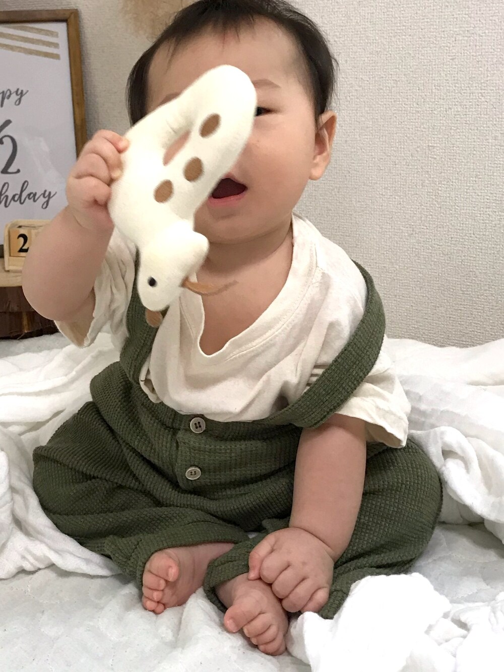 「おとこのこ、赤ちゃん、0歳6ヶ月、０歳」｜「中川政七商店のアイテム（雑貨/ホビー、ホワイト系）」を使った、mi.s.tさん（キッズ・60cm）の春コーディネートの1枚目の写真
