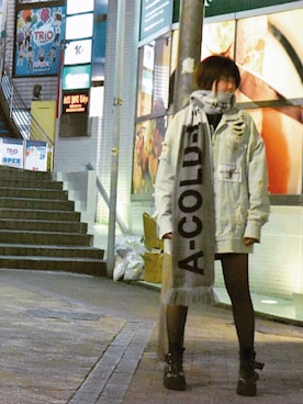 「UNIF（ユニフ）のアイテム（ブーツ）」を使った、7070さん（レディース・162cm）の冬コーディネート