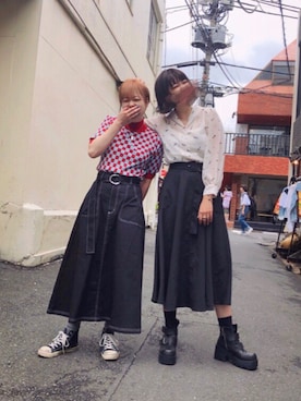 「UNIF（ユニフ）のアイテム（ブーツ）」を使った、7070さん（レディース・162cm）の夏コーディネート