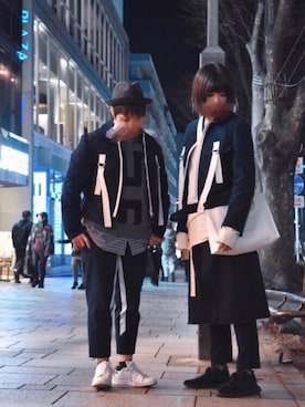 「DRKSHDW by RICK OWENS（ダークシャドウ バイ リックオウエンス）のアイテム（トップス）」を使った、7070さん（レディース・162cm）の冬コーディネート