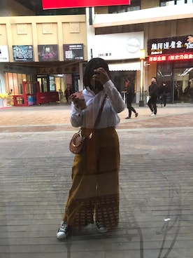 「アイテム（チノパンツ、オレンジ系）」を使った、想当个酷女孩さん（レディース・153cm）の冬コーディネート