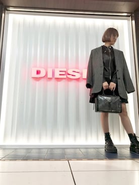 「ダブルジャケット」｜「アイテム（ライダースジャケット）」を使った、senaさん（レディース・162cm）の冬コーディネート
