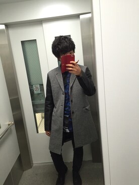 「JUNYA WATANABE MAN（ジュンヤワタナベマン）のアイテム（チェスターコート）」を使った、いわ。さん（メンズ・174cm）の冬コーディネート