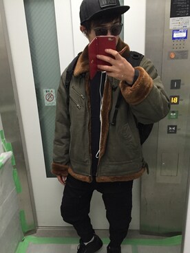 「G-STAR RAW（ジースターロゥ）のアイテム（キャップ）」を使った、いわ。さん（メンズ・177cm）の冬コーディネート