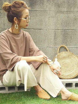 「ラウンドバッグ」｜「アイテム（その他）」を使った、amoriaさん（レディース・152cm）の春コーディネート