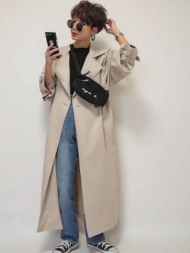 「ハイウエストストレートジーンズ」｜amoriaさん（レディース・152cm）の春コーディネート