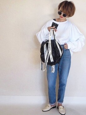 「ALLUMER（アリュメール）のアイテム（Tシャツ/カットソー）」を使った、amoriaさん（レディース・152cm）の秋コーディネート
