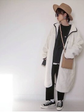 「moment+（モーメントプラス）のアイテム（その他アウター）」を使った、amoriaさん（レディース・152cm）の秋コーディネート