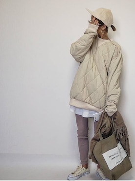 「レギンスコーデ」｜「アイテム（帽子）」を使った、amoriaさん（レディース・152cm）の冬コーディネート