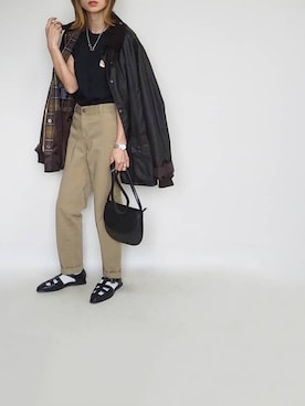 「バブアー女子」｜「アイテム（その他アウター）」を使った、amoriaさん（レディース・152cm）の春コーディネート