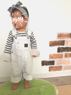 「Wrangler（ラングラー）のアイテム（オールインワン・サロペット）」を使った、___kancha.さん（キッズ・70cm）の春コーディネート