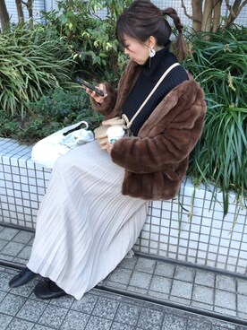 「DHOLIC（ディーホリック）のアイテム（その他アウター）」を使った、eriさん（レディース・159cm）の冬コーディネート