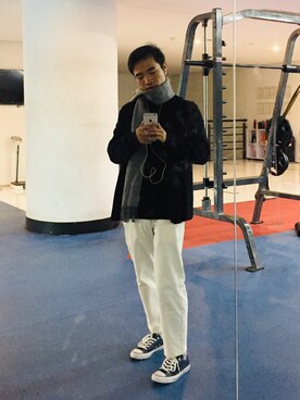 「CONVERSE（コンバース）のconverse（コンバース） ALL STAR OX（オールスターOX）（スニーカー）」を使った、guwenyi さん（メンズ・171cm）の冬コーディネート