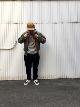 「ミリタリーアウター」｜ナガさん（メンズ・170cm）の冬コーディネート
