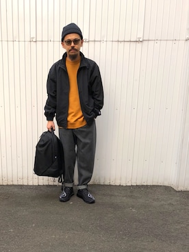 「KIJIMA TAKAYUKI」｜「アイテム（スウェット）」を使った、ナガさん（メンズ・170cm）の冬コーディネート