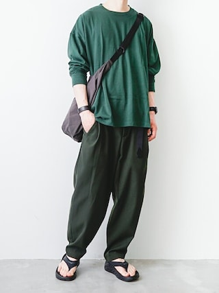 20SS スパンPe追撚ギャバ ワンタックテーパードパンツ ダークネイビー 1 KAZUYUKI KUMAGAI ATTACHMENT（カズユキクマガイアタッチメント