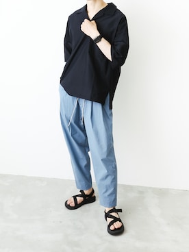 「KAZUYUKI KUMAGAI ATTACHMENT（カズユキクマガイアタッチメント）のアイテム（スラックス）」を使った、ATTACHMENT_22さん（メンズ・173cm）の夏コーディネート