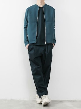 「ATTACHMENT（アタッチメント）のアイテム（ライダースジャケット）」を使った、ATTACHMENT_22さん（メンズ・173cm）の冬コーディネート
