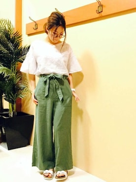 「袖フリル」｜KAOさん（レディース・164cm）の夏コーディネート