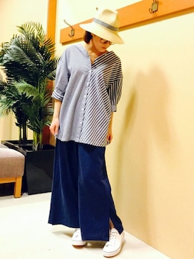 「LBC（エルビーシー）のアイテム（帽子）」を使った、KAOさん（レディース・164cm）の夏コーディネート