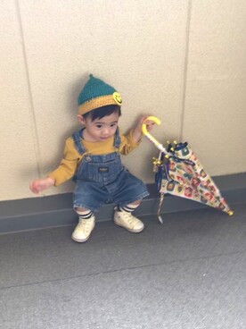 「ワッフル」｜「アイテム（サロペット/オーバーオール）」を使った、yuyuさん（キッズ・80cm）の秋コーディネート