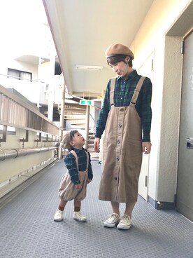 「アイテム（スカート）」を使った、yuyuさん（キッズ・80cm）の秋コーディネート