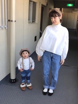 「アイテム（ラッピングキット、グリーン系）」を使った、yuyuさん（キッズ・80cm）の冬コーディネート