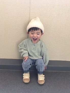 「Re:make（リメイク）のアイテム」を使った、yuyuさん（キッズ・80cm）の春コーディネート