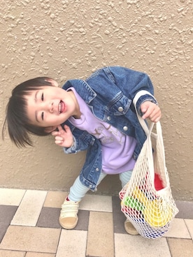 「アイテム（スウェット）」を使った、yuyuさん（キッズ・80cm）の春コーディネート
