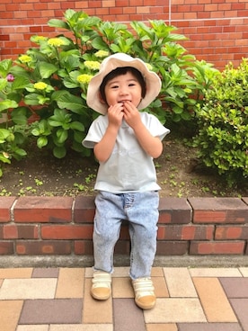 「Re:make（リメイク）のアイテム」を使った、yuyuさん（キッズ・80cm）の春コーディネート